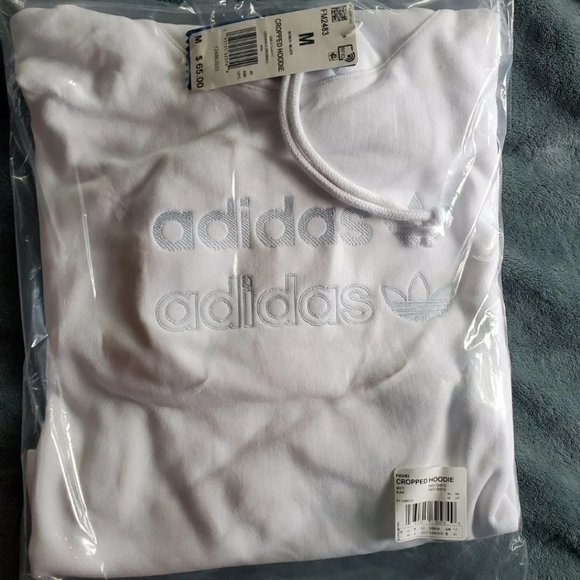 adidas Originals cropped hoodie in white - Picture 4 of 10